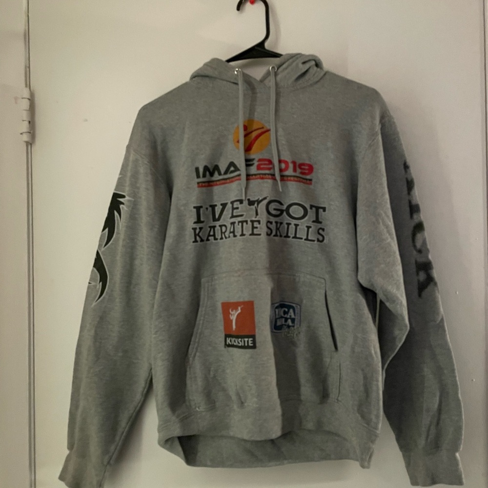Grey martial art design hoodie